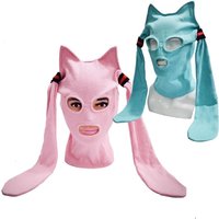 Lustige Anime Katzenohr gestrickte Gesichtsmaske Cosplay süße Strickmützen Halloween Party Kostüme Zubehör lustiger Integralhelm