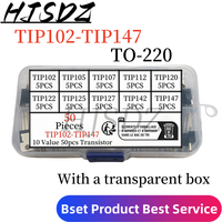 10 types 50 pieces TIP102 TIP105 TIP107 TIP112 TIP12 TIP122 TIP125 TIP127 TIP142 TIP147 TO-220 Darlington Trans