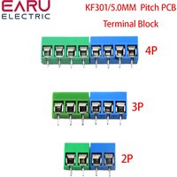 10Pcs 50Pcs/lot KF301-5.0-2P KF301-3P KF301-4P Pitch 5.0mm Straight Pin 2P 3P 4P Screw PCB Terminal Block Connector Blue Green
