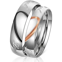 2025 Matching Promise Rings For Couples Love You Forever Wedding Bands Sets Him and Her Half Heart Rings Stainless Steel Comfort