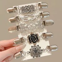 Vintage Sweater Shawl Clips Retro Cardigan Collar Dress Shirt Brooch Clips for Women Wearing, 4 Styles