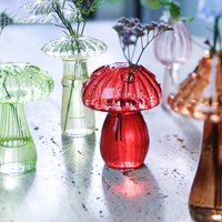 Mushroom Glass Flower Vase Flower Bottle Vase for Decoration Plant Pot Hydroponic Terrarium Vases for Flowers Room Decor