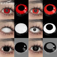 EYESHARE 1Pair Cosplay White Color Contact Lenses Halloween Scary Contact Lenses Crazy Red Eye Makeup Lenses Black Beauty Pupils