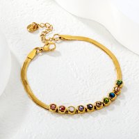 Fashion Retro Colorful Zircon Bracelet Stainless Steel Blade Chain Bracelet Party Jewelry for Women Girls High-End Accessories