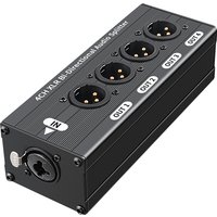 Passive 1 Input 4 Output XLR Audio Splitter Box 3 Pin Balanced Audio Signal Splitter No External Power Supply Needed