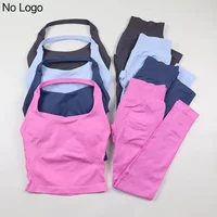 Seamless Gym Set Women Workout Clothes Low Waist Scrunch Yoga Leggings Sets Padded Halter Tank Top 2 Piece Sports Suits