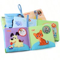 Washable Baby Cloth Book Set - BPA-Free Crinkle Sensory Toys with Teething Rings & Multi-Textured Pages for 0-12M Infant