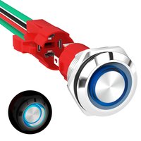 Momentary Push Button Switch 20 Amp 12V Push Start Button 19mm SPST Blue Led Illuminated Waterproof 12 Volt Button Switch