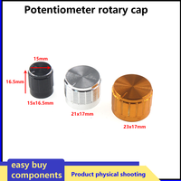 5PCS Aluminum alloy potentiometer knob with 6mm inner hole, O-shaped volume adjustment knob, hat, audio switch knob