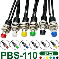 5Pcs Round PBS-110 Button Power Switch ON OFF 7mm Momentary Self-resetting Push Button Switch with 20cm Wire