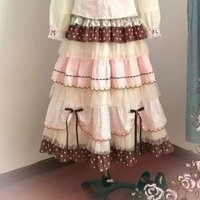 Japanese Style Kawaii A-line Women's Skirts Vintage Pink Brown Polka Dot Cake Design Skirt Lolita Casual Clothing Summer 2026