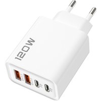 Quick Charge 3.0 Fast Charger 120W 4 Port USB Type C PD Mobile Phone Wall Adapter for iPhone 16 Samsung Xiaomi USB Type C Cable