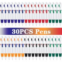 30Pcs Mini 4-in-1 Retractable Shuttle Pen With Hiking ClipMulti-color Ink Ballpoint Pen With Key Chain For Children Nurses