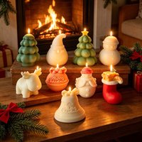 Christmas Series Cute Candle Silicone Molds DIY Christmas Tree Snowman Scented Soap Plaster Mold and Resin Ornament Making Mould