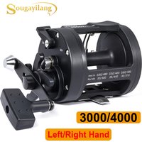 Sougayilang Trolling Reel Level Wind Graphite Body Fishing Reel, Durable Stainless-Steel, Large Line Capacity for Saltwater
