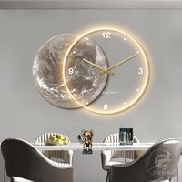 Large Wall Clock Luxury Dining Room Living Room The Earth Modelling LED Light Silent Wall Clock Bedroom Clock Wall Decoration