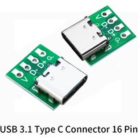 Connecteur de Type C USB 3.1, 16 Broches, Plaque de Carte PCB, Adaptateur, Prise pour Ligne de Données, Transfert de Câbles, 10/5/1 Pièces