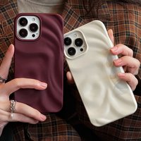 INS Wine Red 3D Water Ripple Soft Silicone Case for iPhone 17 11 12 13 14 15 16 Pro Max Folds For iPhone 17 Pro Max 17Pro Cover
