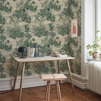 Green Jungle PVC Peel And Stick Wallpaper Rain Forest Trees Vinyl Wall Decor Retro Waterproof Furniture Cabinet Sticker