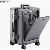 Premium PC Wide Trolley Luggage Front Opening Multi-Functional Women's 20-Inch Boarding Box and Men's 24-Inch Suitcase Combo