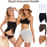 Summer Short Solid Color Saron Swimsuit Hoodie Women's Beach Bikini Wrap Short Skirt Chiffon Scarf Swimsuit Hoodie Accessories