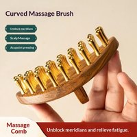 39-Tooth Solid Brass Meridian Brush Wooden Handle Massage Brush Multipurpose Beauty Body Massage Tool