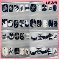 Y2K Cute Handmade Short Square Round Wearable Full Cover Nail Shining Star Diamond Wings Musical Notes Polka Point Press On Nail