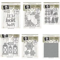 Christmas Snowflake Kerosene Lamp Metal Cutting Dies Silicone Stamps Scrapbooking Make Photo Album Card DIY Paper Embossing