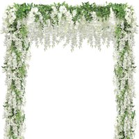 1.8M Silk White Wisteria Flower Vine Garland Artificial Fake Plant for Room Wedding Arch Wall Decor