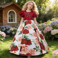Summer Flower Wedding Girls Dress Elegant Bow Bridesmaids Birthday Prom Party Princess Dresses For Girl Christmas Evening Gown