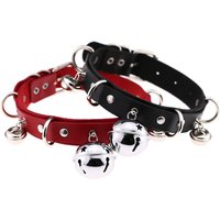Cosplay Girl Night Bar Bondage Chokers Harajuku Gothic Black Goth Punk Sexy PU Leather Collar Chocker Crash Bell Choker Necklace