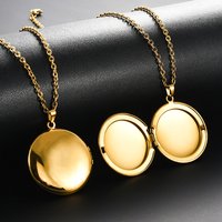 1Pc Stainless Steel Round Photo Frame Locket Pendant Necklace For Men Women S/M/L Mirror Polish Openable Memorial Chain Jewelry