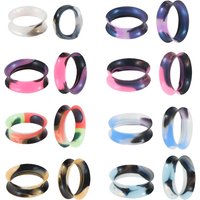 7/8Pairs Mix Colorful Flexible Silicone Flared Ear Tunnels&Plugs Candy Color Mix Gradient Ear Gauge Strengther Piercing Jewelry