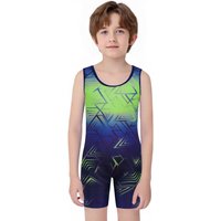 AliExpress YUUMIN Kids Boys One-piece Sports Cycling Costume Geometric Printed Jumpsuit Wrestling Singlet Sleeveless Bodysuit for Workout Exercise