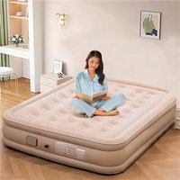 Luxury Inflatable Air Mattress with Built-in Pump Thickened PVC Camping Bed Mat 1-2 Person Glamping Sleeping Pad for Home Use