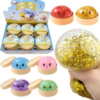 Glitter Dumpling Mystery Box: 6 Colors Random Stress Balls, Aesthetic Desktop Sensory Toy, Creative Office Fidget Gift