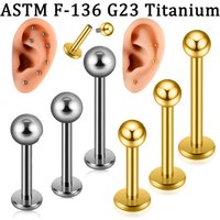 5-1PCS G23 Solid Titanium Ball Labret Lip 16G Internal Threaded Piercing EarTragus Helix Cartilage Flat Back Earring BodyJewelry