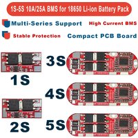 1S 2S 10A 3S 4S 5S 25A BMS 18650 Li-ion Lipo Battery Pack Protection Circuit Board PCMCharger Overcurrent Temperature Protection