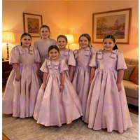 Quality Elegant Pink Flower Girl Dress Satin Fluffy With Bow Applique For Wedding Birthday First Communion Evening Ball Gowns