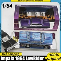 In Stock 97m 1:64 Chevrolet Impala 1964 Low Rider Hydraulic Chassis Modified Version Alloy Diecast Model Car Toys Ornament Boy