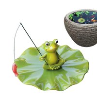 Floating Fishing Frog Figurine Mini Pond Floating Frog Pond Decor Garden Statue Frog Fishing Design Decorative Ornaments