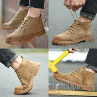 High-Top Steel Toe Safety Shoes Men's Anti-Exhaust Soft Bottom Welding Work Site Shoes Crush-Resistant Comfortable
