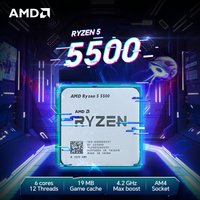 AMD Ryzen 5 5500 65W 3.6GHz Gaming Processor 7NM L3=16M 6-Core 12-Thread R5 5500 DDR4 Socket AM4 but without fan