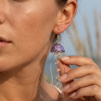1Pairs Dreamy Glass Jellyfish Tassel Earrings Women's Fashion Summer Pink Purple Blue Long Elegant Ear Jewelry Accessories