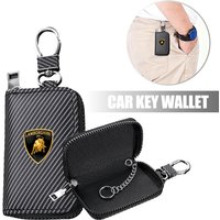 Sticker Leather Keychain Wallet Multi-Functional Key Holder For Lamborghini LOGO Urus Huracan Aventador Premium Auto Accessories
