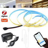 Tuya Zigbee 3.0 COB CCT LED bande 12V 24V 1m 2m 3m 5m 10m double blanc Flexible lumière variable Kit complet pour Alexa Google Assistant