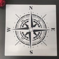 30 *30cm diy mold for painting stencils stamped photo album embossed paper card on wood, fabric,wall Compass navigation chart