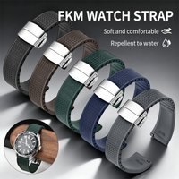 Fkm Checkered Fluororubber Strap, High-End Watch Strap, Dust-Proof, Fingerprint-Proof, Oil-Proof, Quick-Release Strap, 20mm 22mm