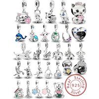 925 Sterling Silver Cute Little Lamb Swan Animals Pendant Bead Diy Bracelet Bangle Making Gift Of High Quality Fine Jewelry