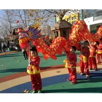 Stage 4m Chinese Dragon Dance Costume 8-15 Age size 5 Children 4 Player Student Square Outdoor Performance Folk Park Game
